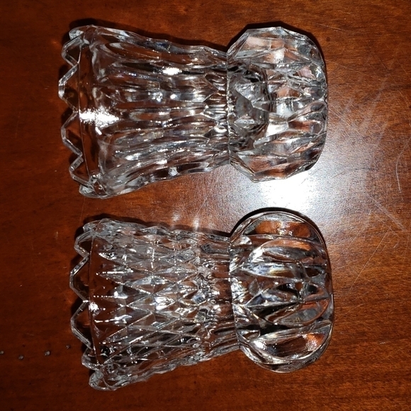 Vintage Salt Cellars or Toothpick Holders Pressed Glass Mid Century Pair of 2 - Picture 6 of 8